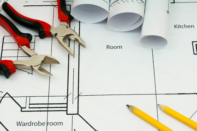 Drawings for building house and working tools.