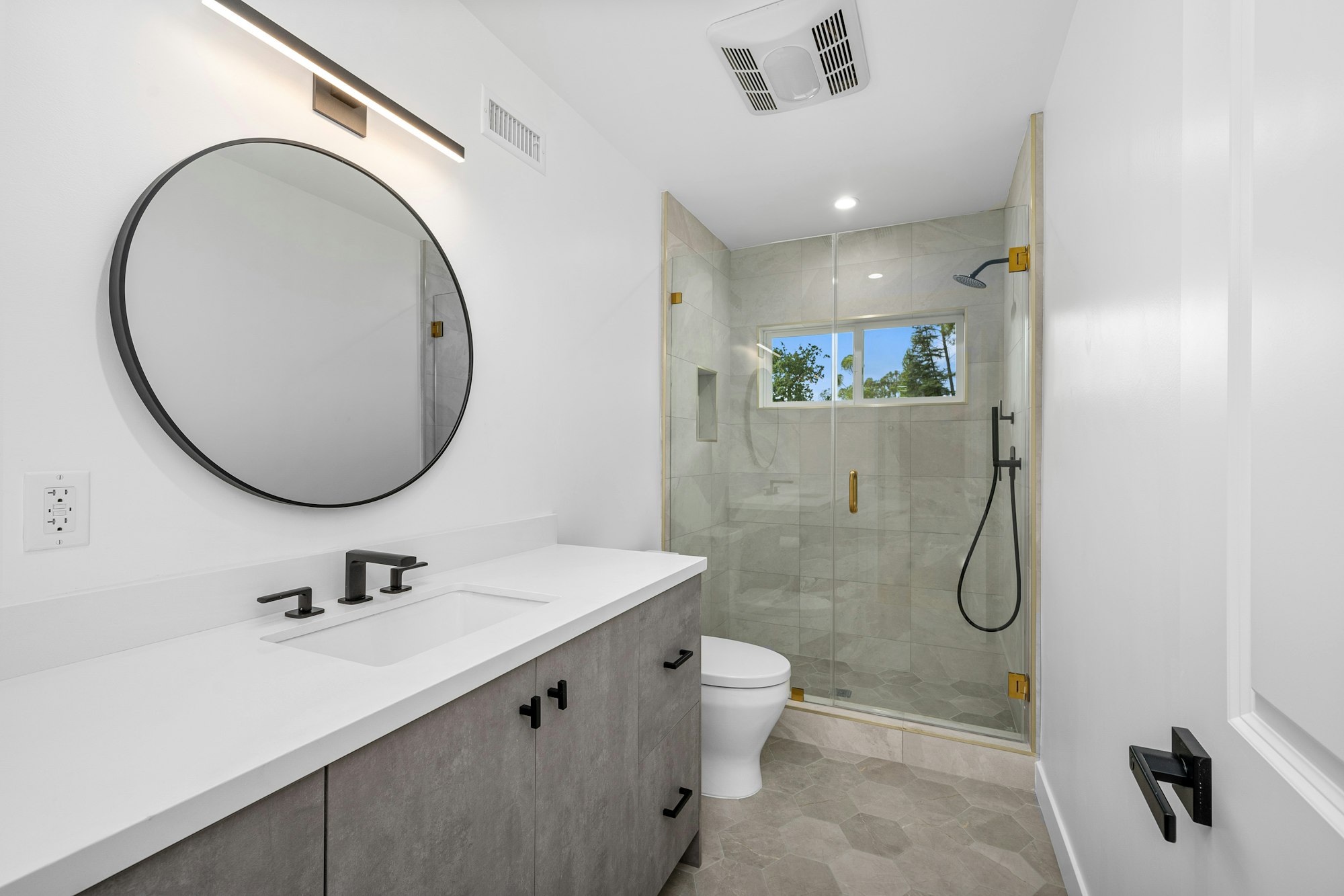 Spacious bathroom in a renovated Los Angeles home